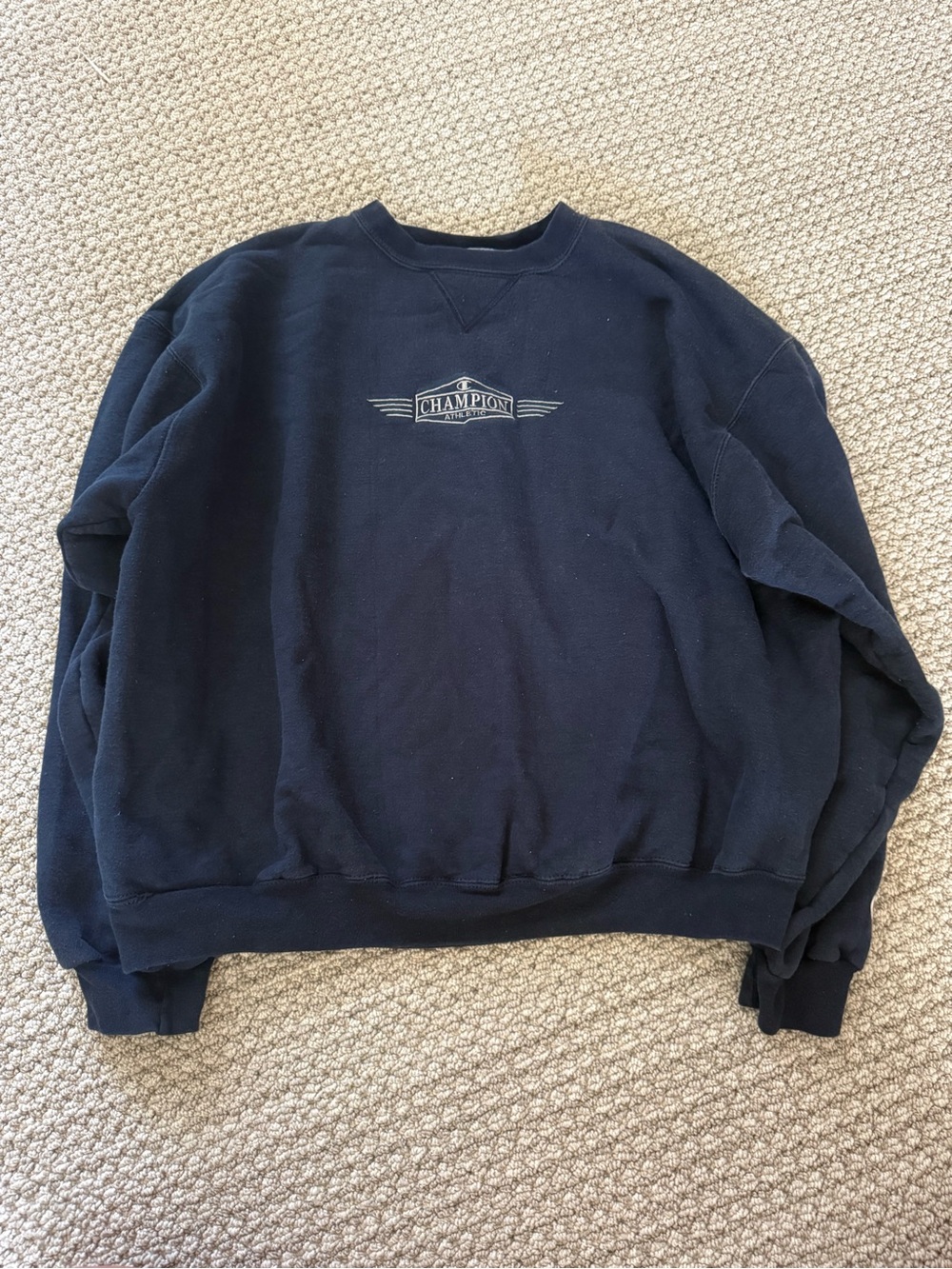 Champion Women’s Dark Blue Logo Cropped Crewneck Sweatshirt